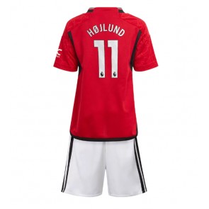 Manchester United Rasmus Hojlund #11 Dětské Domácí dres komplet 2023-24 Krátký Rukáv (+ trenýrky)